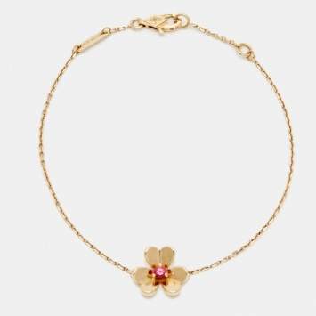 Pre Owned Van Cleef & Arpels Frivole Ruby 18k Rose Gold Bracelet