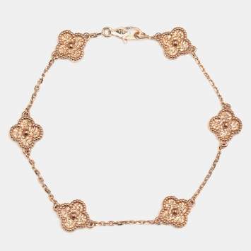 Pre Owned Van Cleef & Arpels Sweet Alhambra 6 Motif 18k Rose Gold Bracelet