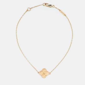 Pre Owned Van Cleef & Arpels Sweet Alhambra Hammered 18k Rose Gold Bracelet