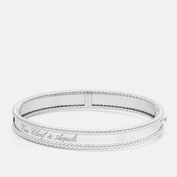Pre Owned Van Cleef & Arpels Perlée Signature 18k White Gold Bracelet S