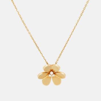 Pre Owned Van Cleef & Arpels Frivole Diamonds 18k Yellow Gold Large Model Necklace