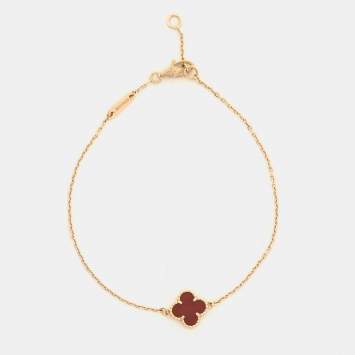 Pre Owned Van Cleef & Arpels Sweet Alhambra Carnelian 18k Rose Gold Bracelet