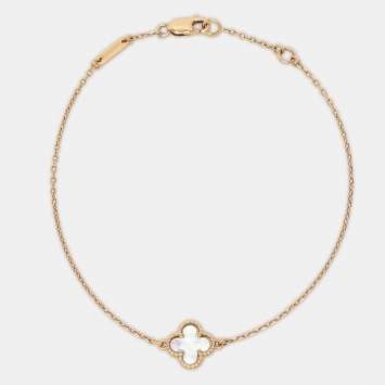 Pre Owned Van Cleef & Arpels Sweet Alhambra Mother of Pearl 18k Yellow Gold Bracelet