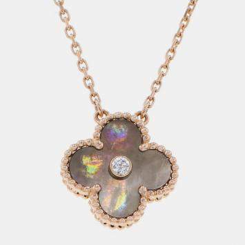 Pre Owned Van Cleef & Arpels 18K Rose Gold Vintage Alhambra Necklace