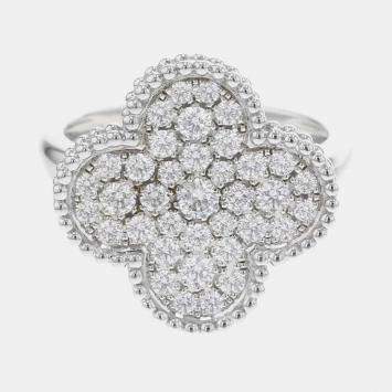 Pre Owned  Van Cleef & Arpels 18K White Gold Magic Alhambra Ring EU 59
