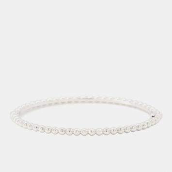 Pre Owned Van Cleef & Arpels 18K White Gold Perlee Gold Pearl Bracelet Medium  