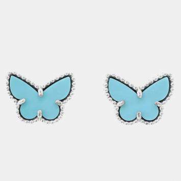 Van Cleef & Arpels 18K White Gold Sweet Papillon Earrings