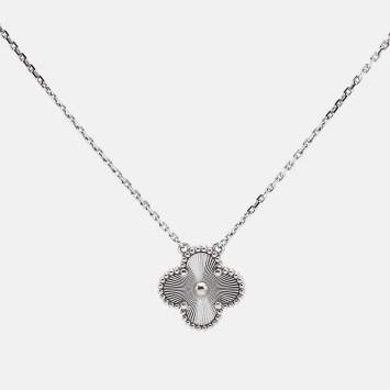Pre Owned Van Cleef & Arpels Vintage Alhambra Gulloiche 18k White Gold Necklaces