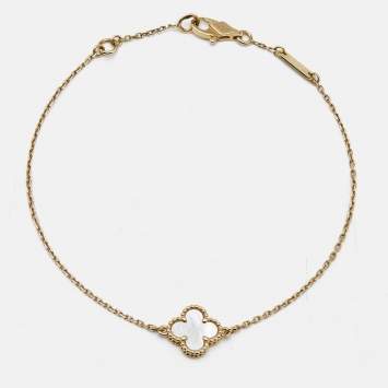 Pre Owned Van Cleef & Arpels Sweet Alhambra Mother of Pearl 18k Yellow Gold Bracelet