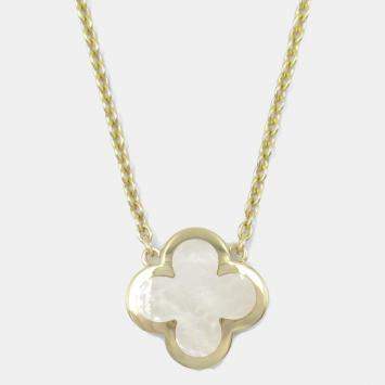 Van Cleef & Arpels 18K Yellow Gold Mother of Pearl Single Motif Pure Alhambra Necklace