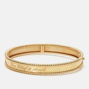 Pre Owned Van Cleef & Arpels Signature Perlée 18k Yellow Gold Bracelet S