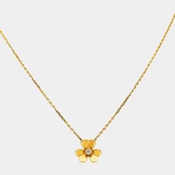 Van Cleef & Arpels Frivole Diamond 18k Yellow Gold Mini Model Necklace