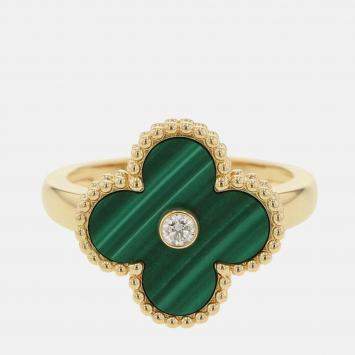 Van Cleef & Arpels Vintage Alhambra 18K Yellow Gold, Diamond Ring EU 51