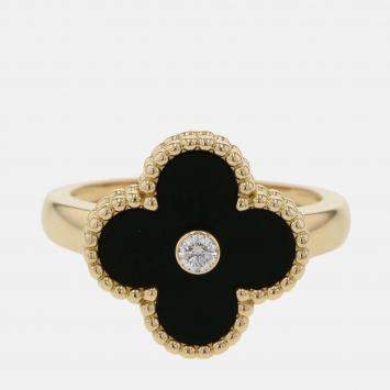 Van Cleef & Arpels Vintage Alhambra 18K Yellow Gold, Diamond Ring EU 53