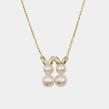 Pre Owned Van Cleef & Arpels 18K Yellow Gold and Akoya Pearls Necklace