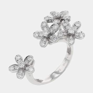 Pre Owned Van Cleef & Arpels Socrate Between The Finger Ring 18K White Gold Diamond EU 54