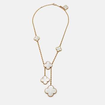 Pre Owned Van Cleef & Arpels Magic Alhambra Mother of Pearl 18k Yellow Gold Necklace