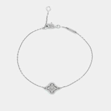 Pre Owned Van Cleef & Arpels Sweet Alhambra Diamonds 18k White Gold Bracelet