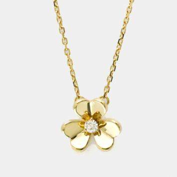 Pre Owned Van Cleef & Arpels Frivole Mini 18K Yellow Gold Diamond Necklace