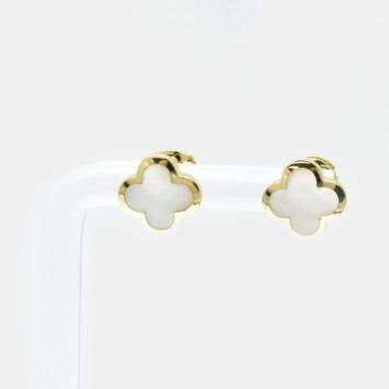 Pre Owned Van Cleef & Arpels Pure Alhambra Mother Of Pearl 18K Yellow Gold Earrings