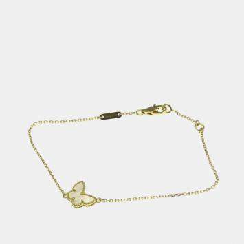 Pre Owned Van Cleef & Arpels Butterfly Sweet Alhambra 18K Yellow Gold, Mother of Pearl Bracelet