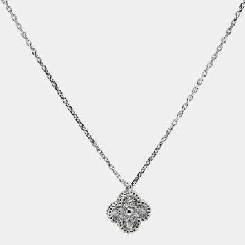 Pre Owned Van Cleef & Arpels Sweet Alhambra Diamonds 18k White Gold Necklace