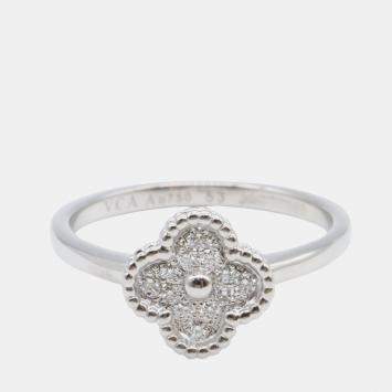 مملوكة مسبقً�ا Van Cleef & Arpels Sweet Alhambra Diamond 18K White Gold Ring EU 53
