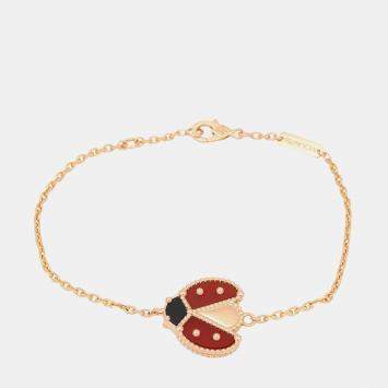 Pre Owned Van Cleef & Arpels Lucky Spring Open Wing 18K Rose Gold Carnelian Bracelet