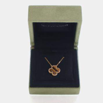 Pre Owned Van Cleef And Arpels Tiger Eye Vintage Alhambra Pendant