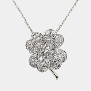 مملوكة مسبقًا Van Cleef & Arpels Cosmos 18K White Gold Diamond Brooch Necklace