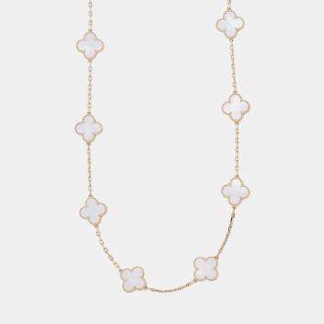 Pre Owned قلادة فان كليف آند أربلز فينتاج ألهامبرا ذهب أصفر عيار 18 وصدف 10 زخارف