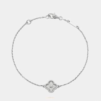 Pre Owned Van Cleef & Arpels Single-motif diamond white gold bracelet small size