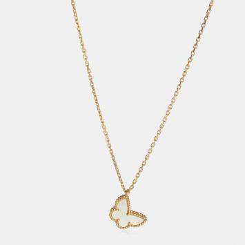 مملوكة مسبقًا Van Cleef & Arpels Butterfly Sweet Alhambra Yellow Gold, Mother of Pearl Pendant Necklace