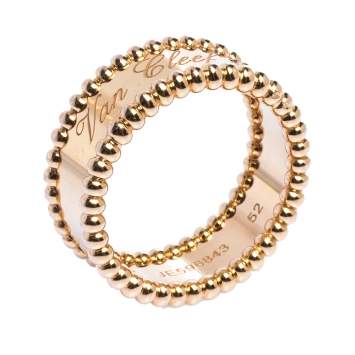 Pre Owned Van Cleef & Arpels Perlée Signature 18K Rose Gold Ring 52