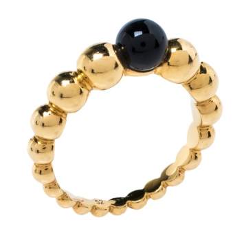 Pre Owned Van Cleef & Arpels Perlee Couleurs Onyx 18K Yellow Gold Variation Ring 52
