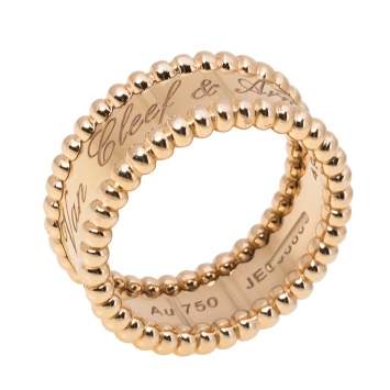 Pre Owned Van Cleef & Arpels Perlée Signature 18K Rose Gold Ring Size 49