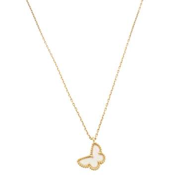 Pre Owned Van Cleef & Arpels Sweet Alhambra Mother of Pearl 18K Yellow Gold Pendant Necklace
