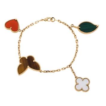 Pre Owned Van Cleef & Arpels Lucky Alhambra 4 Motifs 18K Yellow Gold Bracelet