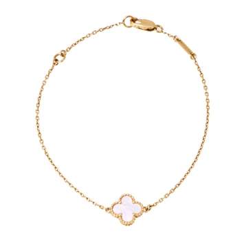 Pre Owned Van Cleef & Arpels Sweet Alhambra Mother of Pearl 18K Yellow Gold Bracelet