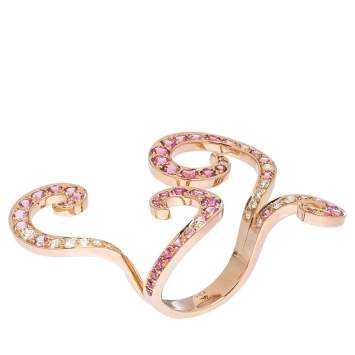 مملوكة مسبقًا Van Cleef & Arpels Oiseaux de Paradis Between The Finger Multi Gemstone 18K Rose Gold Ring