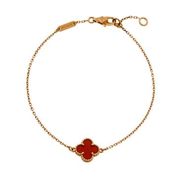 مملوكة مسبقًا Van Cleef & Arpels Sweet Alhambra Carnelian 18K Rose Gold Bracelet