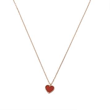 مملوكة مسبقًا Van Cleef & Arpels Sweet Alhambra Carnelian 18K Rose Gold Heart Pendant Necklace
