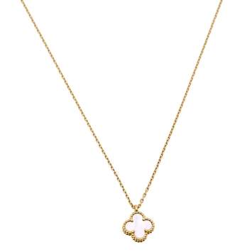 مملوكة مسبقًا Van Cleef & Arpels Sweet Alhambra Mother of Pearl 18K Yellow Gold Pendant Necklace