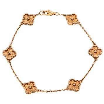 Pre Owned Van Cleef & Arpels Sweet Alhambra 18K Rose Gold 6 Motif Bracelet