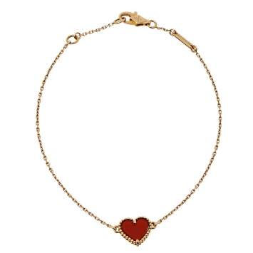 Pre Owned Van Cleef & Arpels Sweet Alhambra Carnelian 18K Rose Gold Bracelet