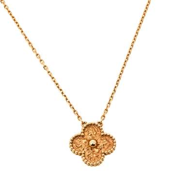 Pre Owned Van Cleef & Arpels Vintage Alhambra 18K Rose Gold Pendant Necklace