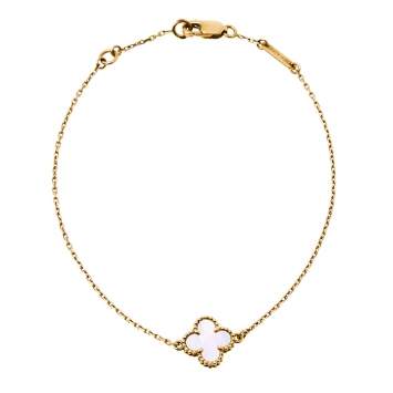 Pre Owned Van Cleef & Arples Sweet Alhambra Mother of Pearl 18K Yellow Gold Bracelet 
