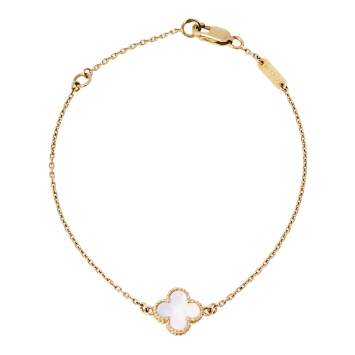Pre Owned Van Cleef & Arpels Sweet Alhambra Mother of Pearl 18K Yellow Gold Bracelet