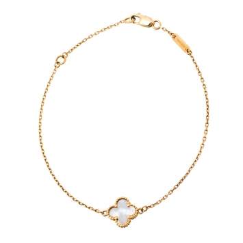 Pre Owned Van Cleef & Arpels Sweet Alhambra Mother of Pearl 18K Yellow Gold Bracelet