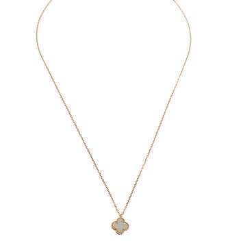 Pre Owned Van Cleef & Arpels Sweet Alhambra 18K Yellow Gold Mother of Pearl Pendant Necklace